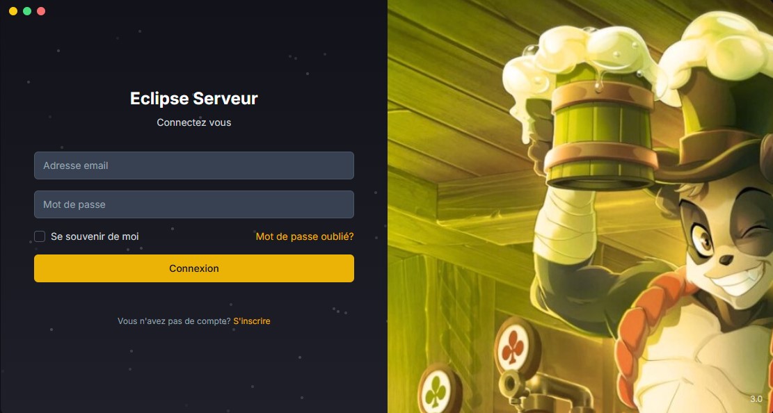 Interface du launcher Eclipse Serveur